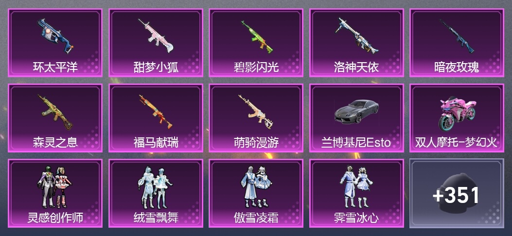 2载具 8升级枪 23粉装 5尾迹 208套装 7,6289热力 4印记