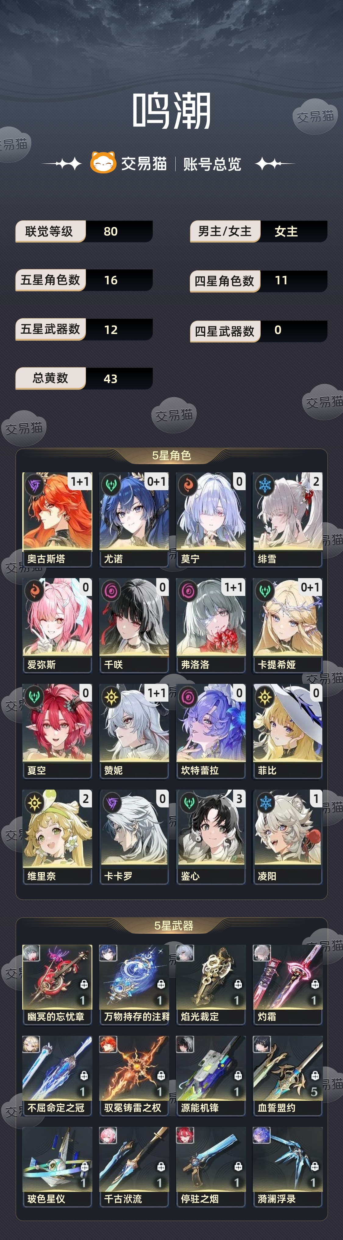 【80级】 80级 女主 五星16