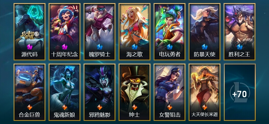 2神话 1臻彩 5限定 11传说 83皮肤 14炫彩 131英雄