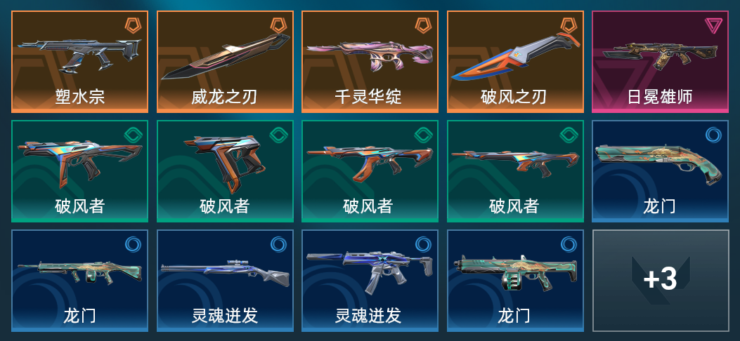 4橙皮 1紫皮 17皮肤 7750皮肤总价值 165已用源晶 黑铁